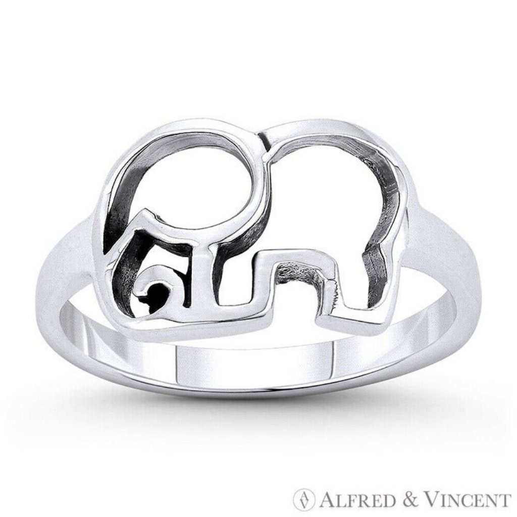Elephant Spirit Animal Stackable Right-Hand Ring In 925 Sterling Silver - Size 7 35$